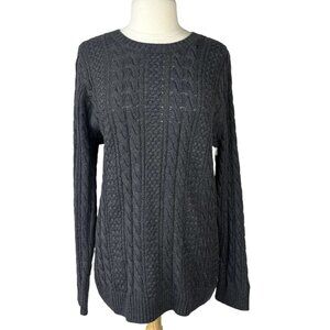 Jeanne Pierre Chunky Cable Knit Sweater Womens XXL Gray Warm Cotton